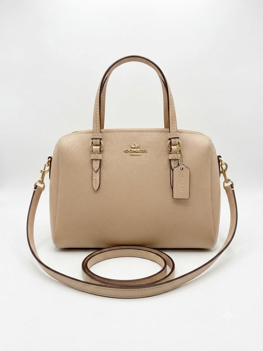 Coach Beige Saffiano Leather Small/ Medium Satchel/Crossbody Bag - (EUC)